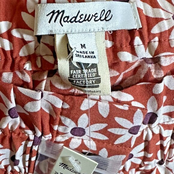 Madewell Size M Skirt Mini Orange Falling Daisies Paperbag Casual Pockets Floral - Picture 8 of 9